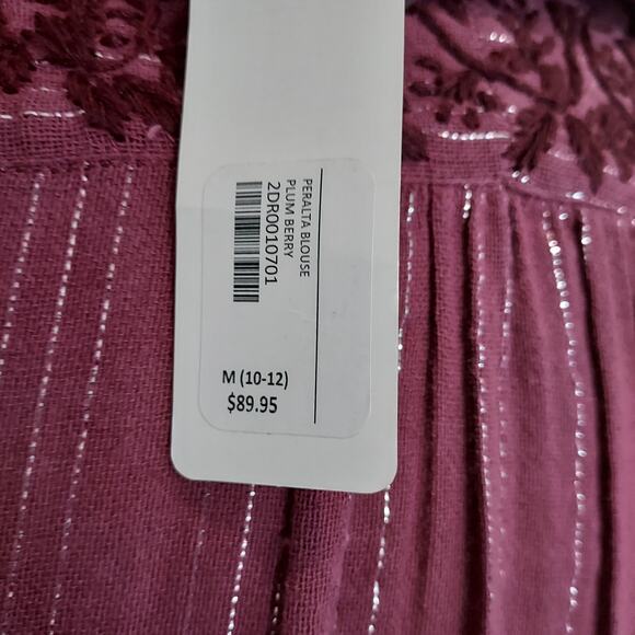 NEW Soft Surroundings Rasberry Red Striped Button Up Size M - Picture 15 of 15